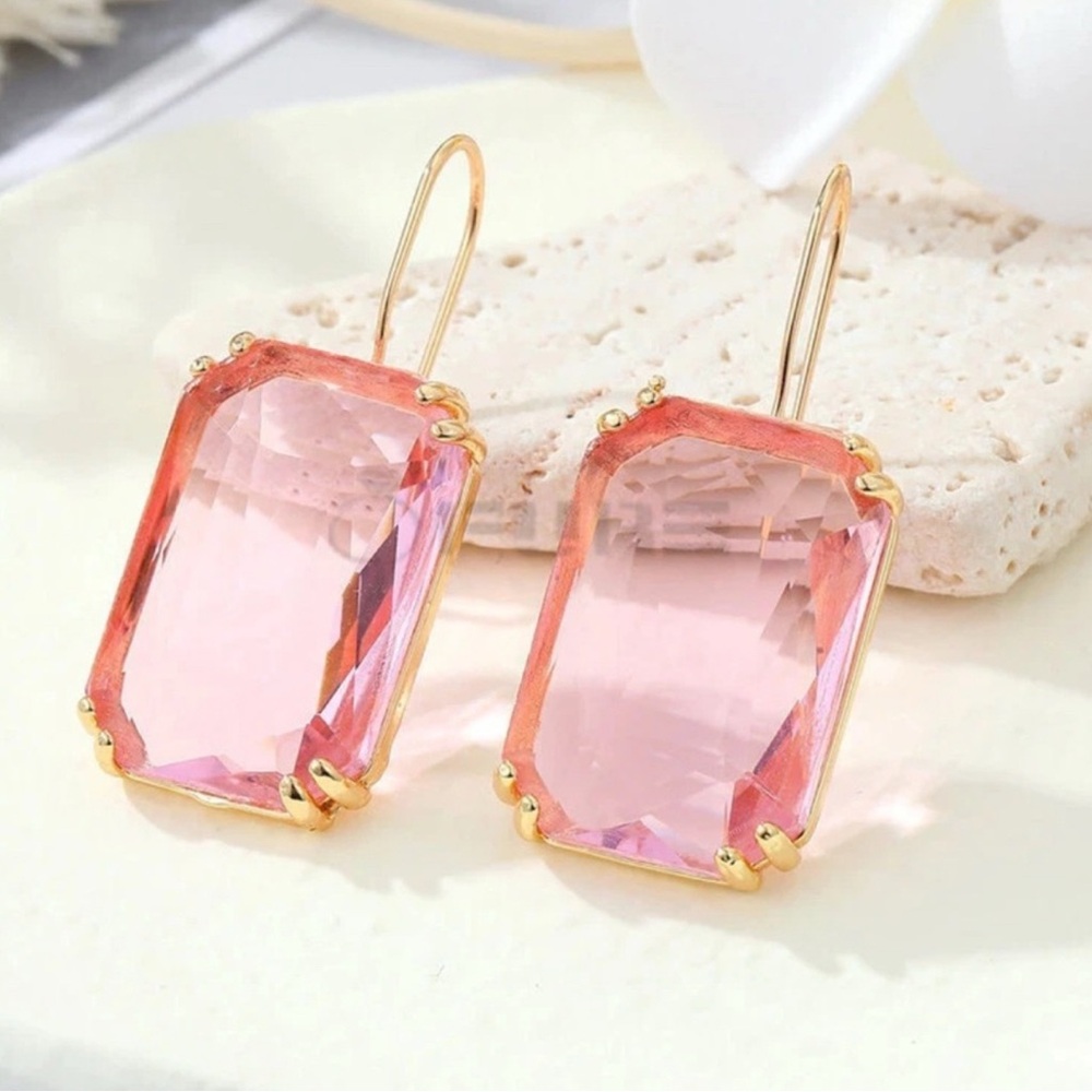 Anthropologie Pink and Gold Geometric Earrings